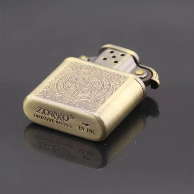 ZORRO Vintage Metal Constantine Kerosen Lighter Flint Copper Oil Cigarette Lighter Antique Series Lighter