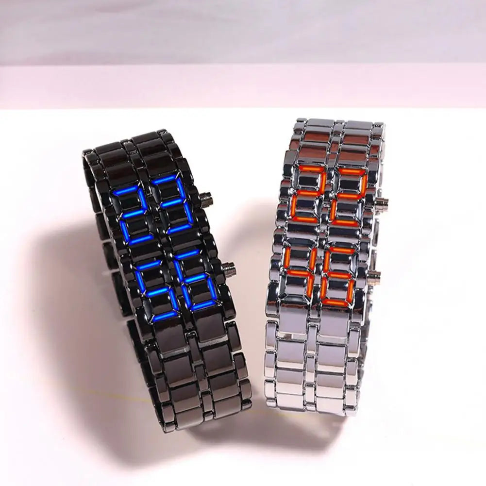 Men Digital Watch Large Screen Electroplated Men Watch Male Binary Steel Band Electronic Sport Watch Relogios Masculino