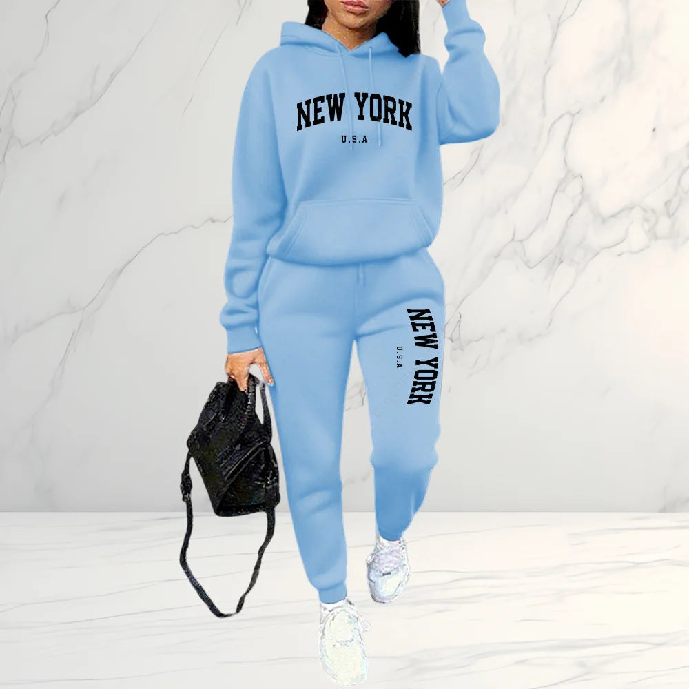 2026 Spring Autumn Women's Sets 2pcs Hoodies Pants Suit Sports Outfits Letter Print Aesthetic Clothes Ladies Tracksuit Pant Sets