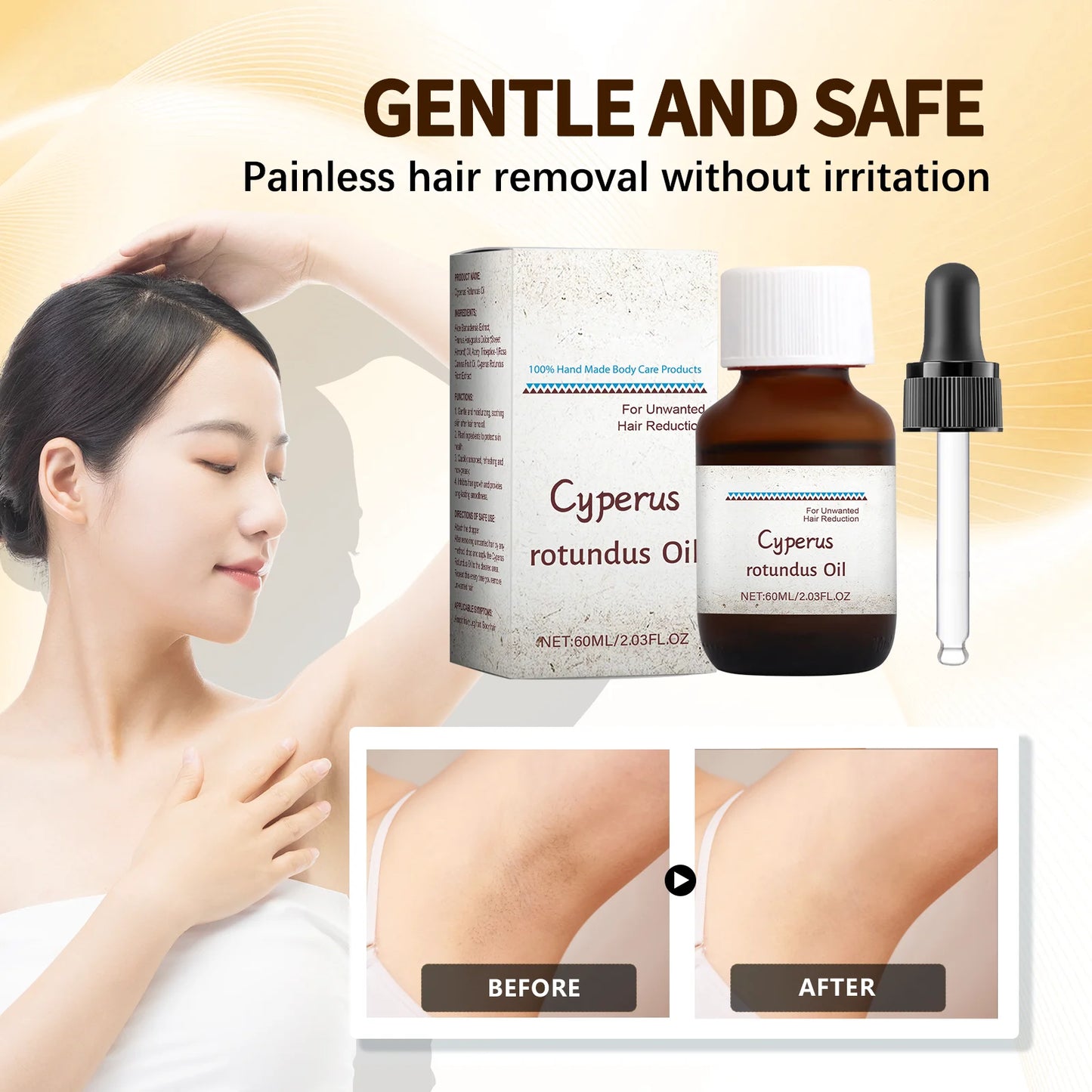 Cyperus Rotundus Oil Body Hair Remover Oil For Armpit Legs Arms Hair Growth Inhibitor Skin Care Body Soothes Moisturizing Oil