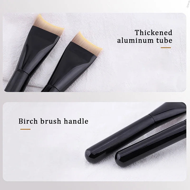 1PCS Ultra Thin Crescent Foundation Brush Lightweight Face Contour Brush Black Handle Contour Brush Mixed Foundation Cream Tool