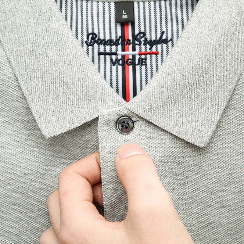 100% pure cotton men's short sleevedsolid color T-shirt summer new luxury brand business casual exquisite embroidery polo shirt