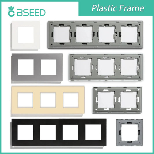 BSEED Only Plastic Frame Panel Single Double Frames Wall Socket Triple Four Frames DIY Part with Metal Frames White Black Golden