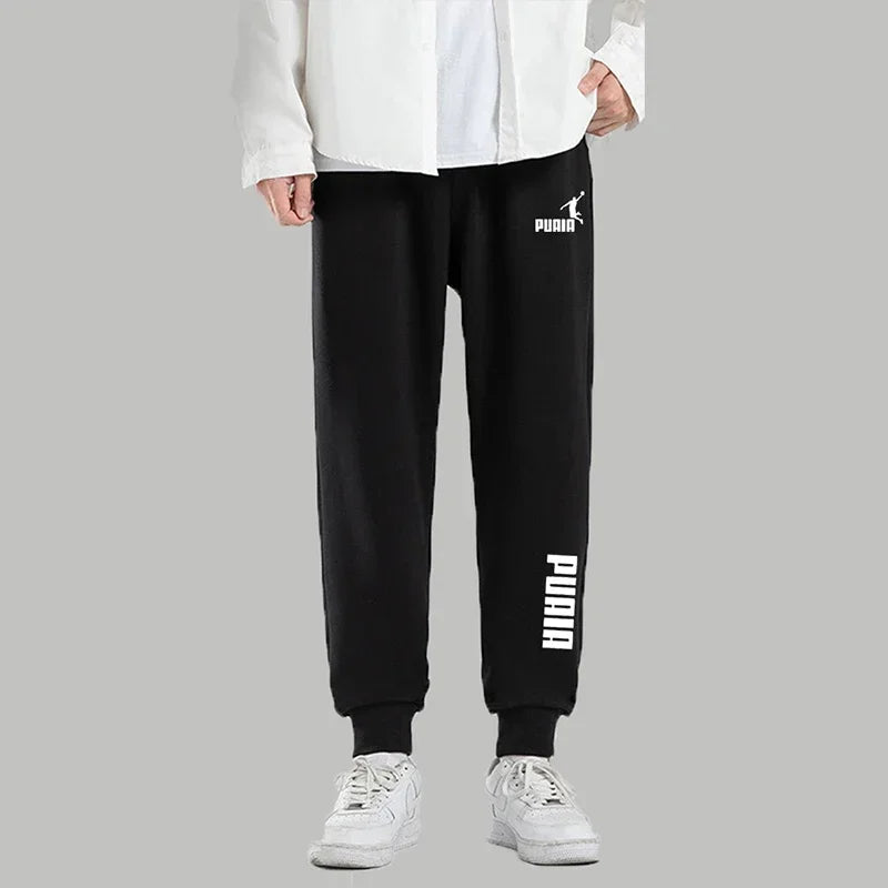 PUAIA Print Men's Pants Autumn/Winter New Sport Jogging Trousers Fitness Loose Fit Clothing Solid Color Outfit Streetwear Pants