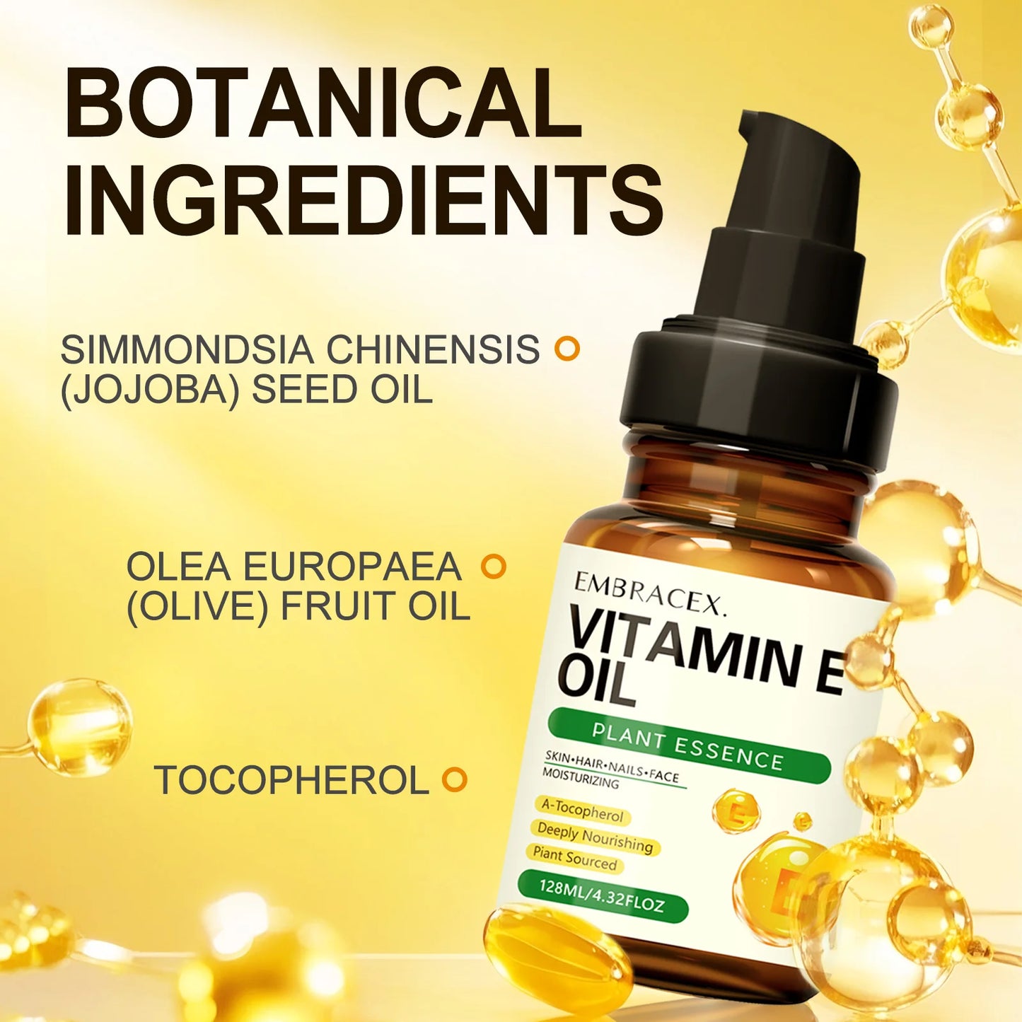 128ml Vitamin E oil Essential Oils Gift To Friends/Parents Skincare Haircare Nailcare Massage Oil Natural Ingredients