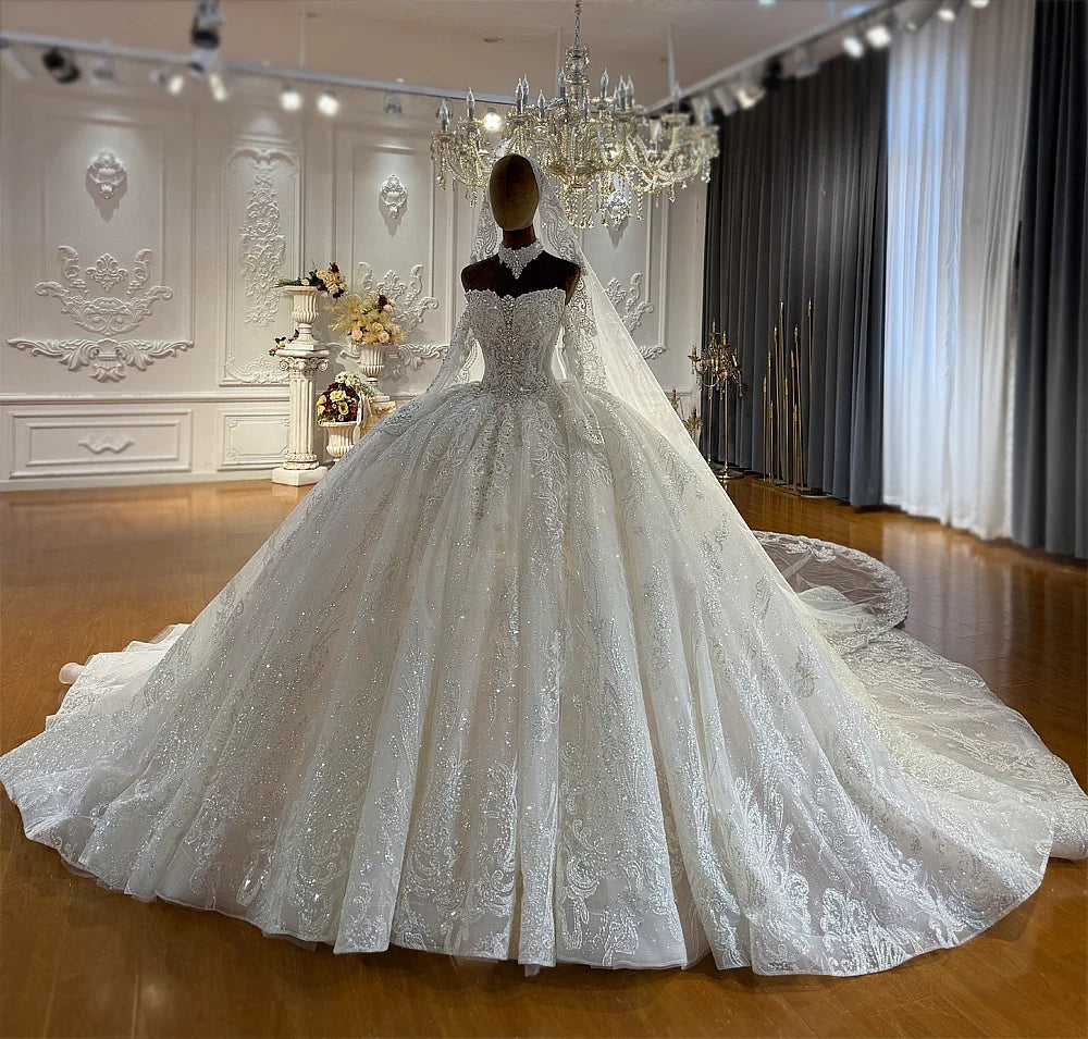 Customized Luxury Wedding Dress Amanda Novias Official New Design Strapless Elegant Bride Dress With Detachable Sleeves