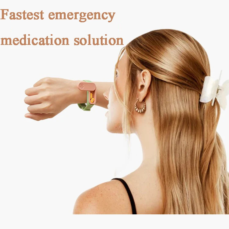 Ultra Portable Medicine Box Wristband with 360° Rotation and Lock a Portable Medicine Storage Box for the Elderly and Children