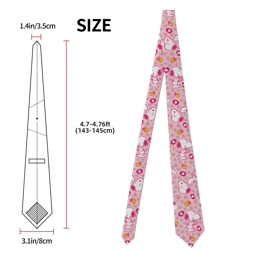 Snoopys & Woodstock Smile Giggle Laugh Neckties Silk 8 cm Neck Tie for Mens Shirt Accessories Cravat Wedding Accessories Office