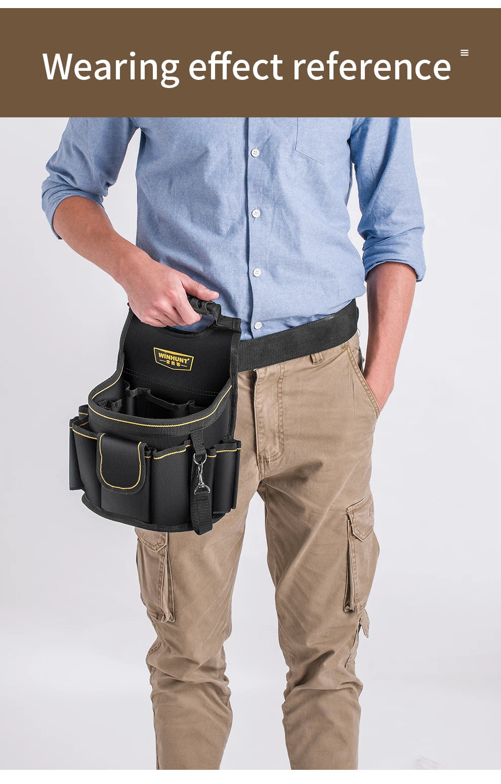 Electrician Tool Pouch, Designed for Professional Electricians and Maintenance Repair Technicians,Black