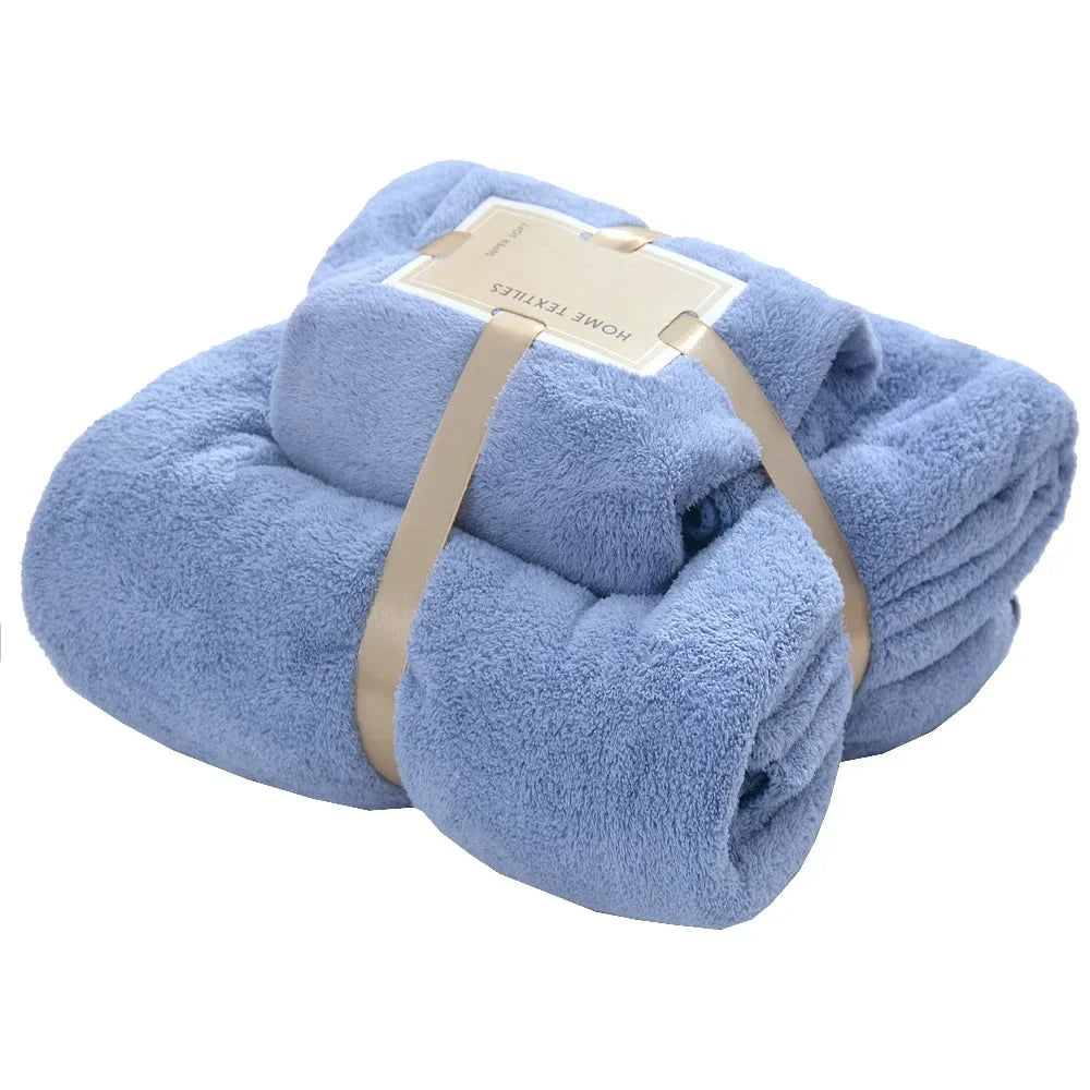 Cotton Bath Towels for Adults, 70x140cm 35x75cm 2pcs, High Absorbent Soft Bath Towel + Face Towels, Luxury Super Large Towel Set