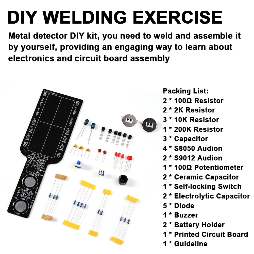 DIY Metal Detector Electronic DIY Kit Simple Metal Locator Loose Parts Set Circuit Board Making Soldering Practice Kit
