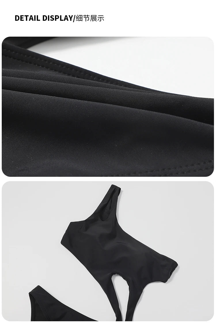 Black Women Swim Suit One-piece Swimsuits Korean Fused Swimwear Ladies Bathing Suits Off Shoulder Bodysuit Monokini Beachwear