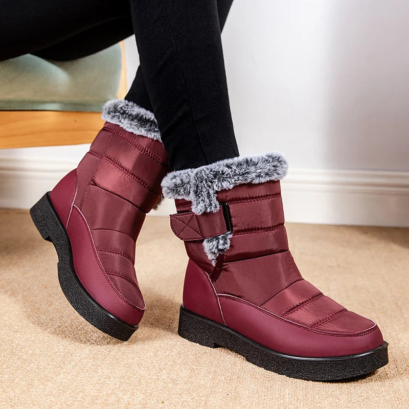 Women's Waterproof Winter Snow Boots Non Slip Platform Warm Ankle Boots Women Thicken Plush Cotton Padded Shoes Botas De Mujer
