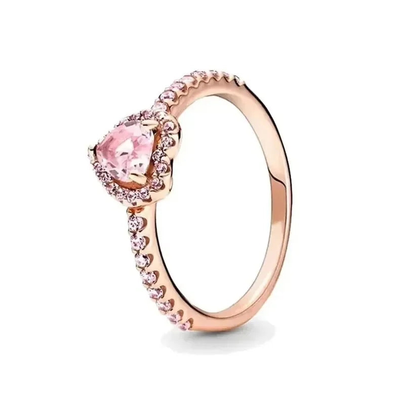 925 Sterling Silver Latest Multiple Colors Sparkling Heart-shaped Ring - Luxurious Exquisite Charm Jewelry Surprise Memorial Gif