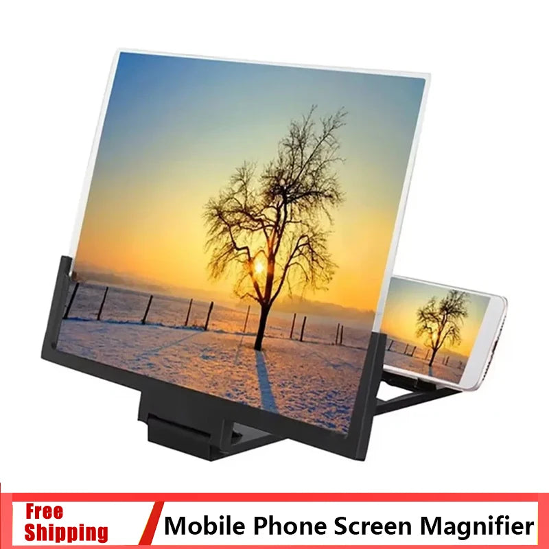 12-14" Screen Magnifier for Cell Phone Stand Magnifying Projector Screen Enlarger Expander for Movies, Videos, and Gaming