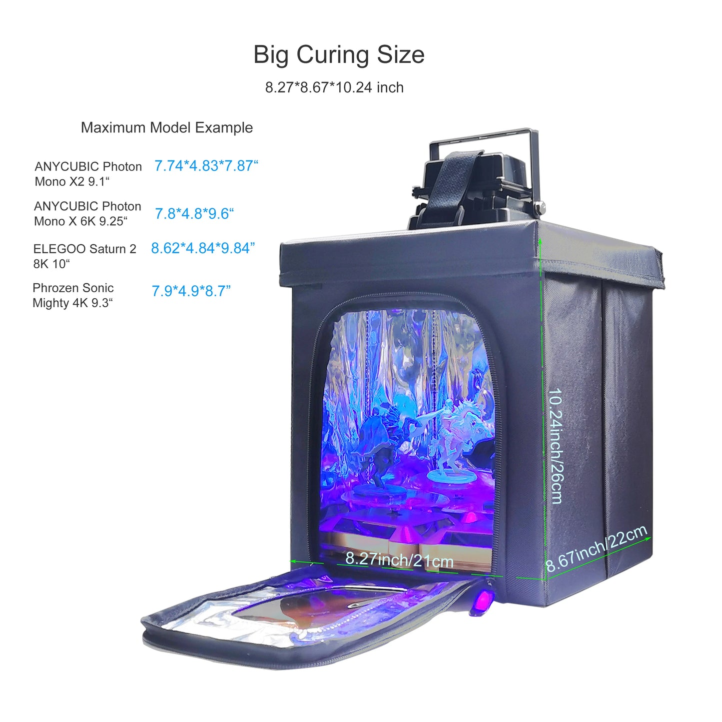 FUNGDO UV Resin Curing Box DIY Curing Enclosure 405nm UV Light Cabinet  with Solar Turntable for Curing LCD SLA DLP 3D Resin Pro