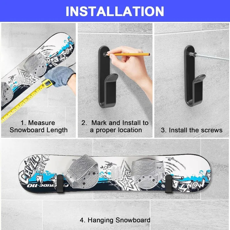 Universal Board Wall Mount Rack Stainless Steel Skate Surf Snowboard Longboard Wakeboard Storage Display Organizer Garage Home