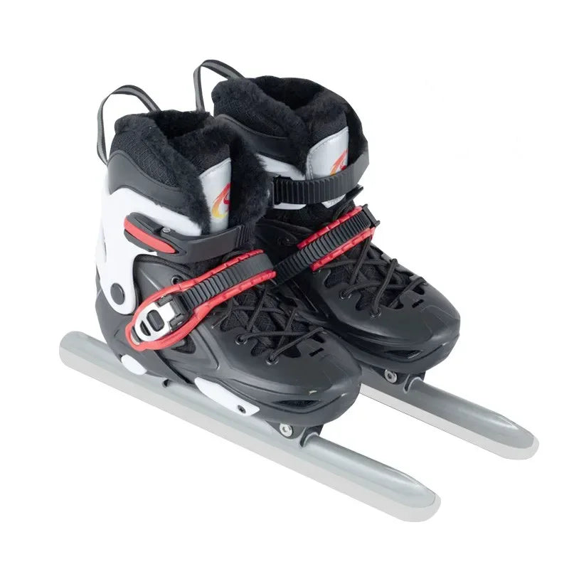 Winter Ice Hockey Balde Shoes Hard Shell Speed Skating Shoes Adjustable Waterproof Warm Thicken Skating Sneakers with Blade