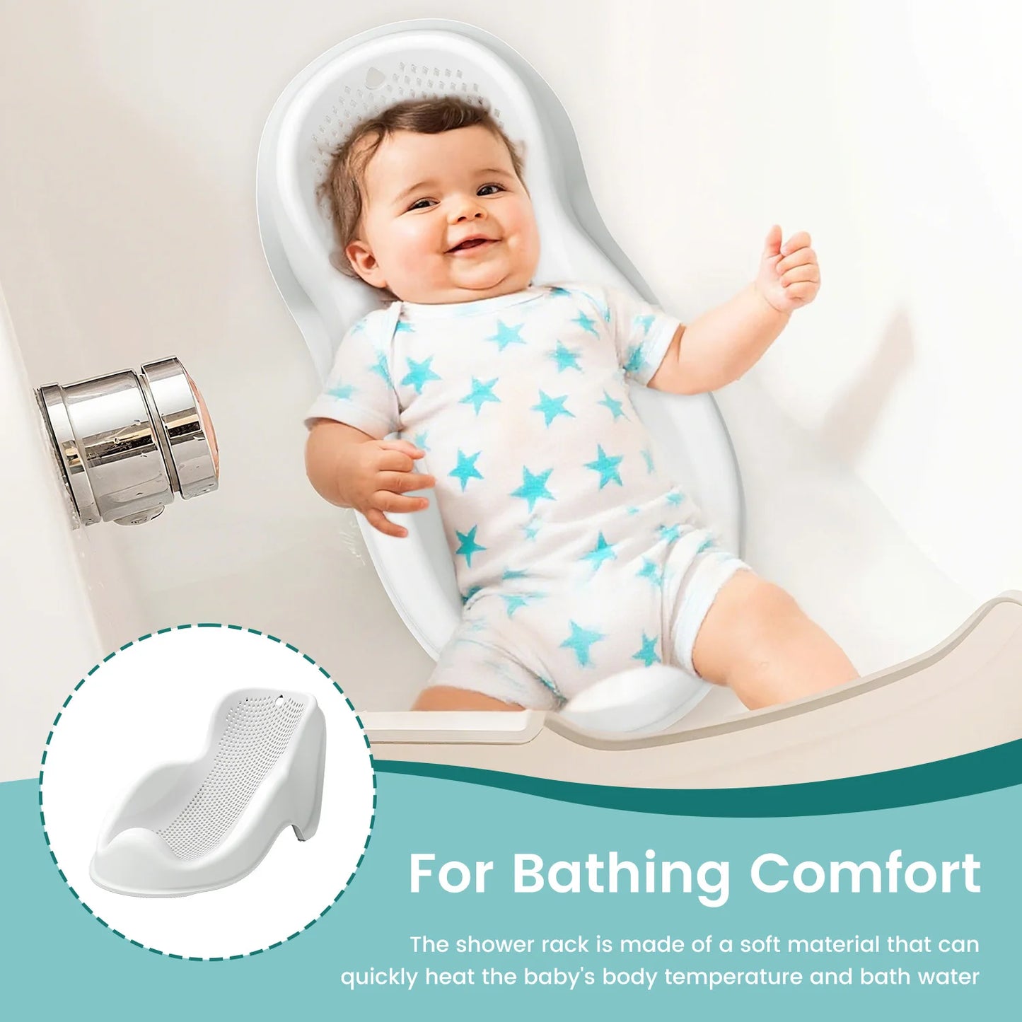 Soft Baby Bath Support for Newborns - Ergonomic, Easy to Clean & Comfortable Anti-Slip Infant Bath Seat with Quick Drying Design