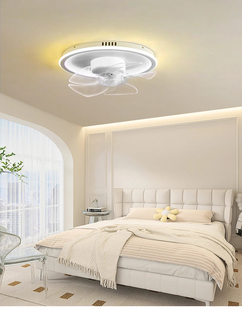 LED Ceiling Fan Lamp RGB Stepless Dimming Remote Interior Lighting Fixture Bedroom Living Home Decor Ceiling Fan With Light