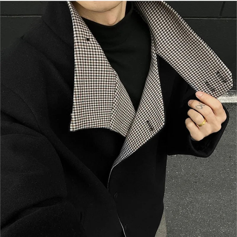 Winter woolen jacket men Caot Warm windproof 2025 New Style Fashionally Slim-Fitting Short Jacket Coat Individuality stand-up