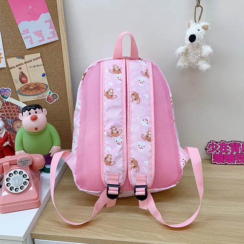 Cute Sugarbunnies Schoolbag Large Capacity Student Backpack Girl Heart Sweet Travel Portable Backpack Girl Holiday Best Gift