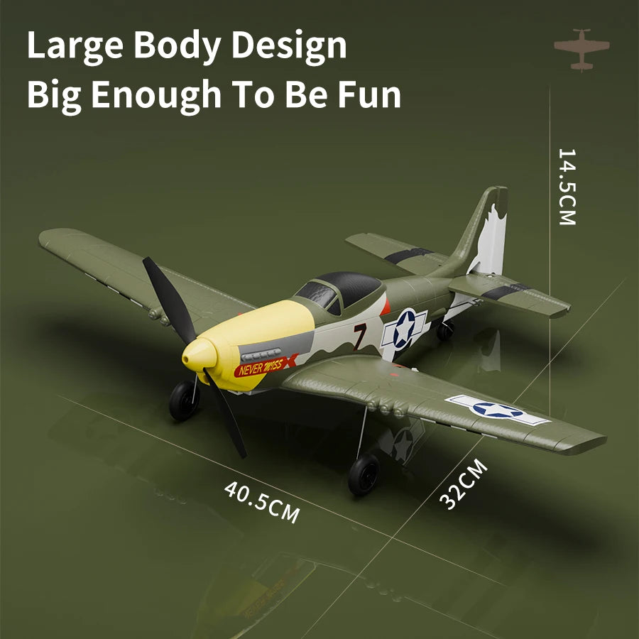P51 Mustang RC Plane 2.4G 4CH 6 Axis EPP Foam 410MM Fixed Wingspan One Key Aerobatic RC Fighters Glider Toys Gifts