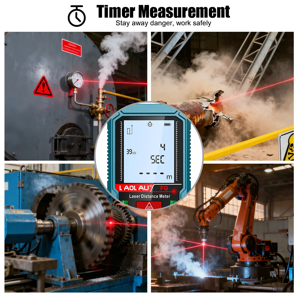 Laser Meter Digital Tape Timer Trigger Measure Tools 50m 100m 150m Laser Distance Meter Bubble Level Handheld Laser Rangefinder
