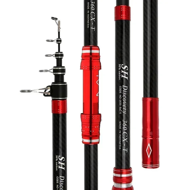 2.7m 3.6m 3.9m 4.5m Telescopic Fishing Pole Heavy Spinning Rod Big Fish 20kg Carbon Fiber Travel Saltwater Freshwater Fishing