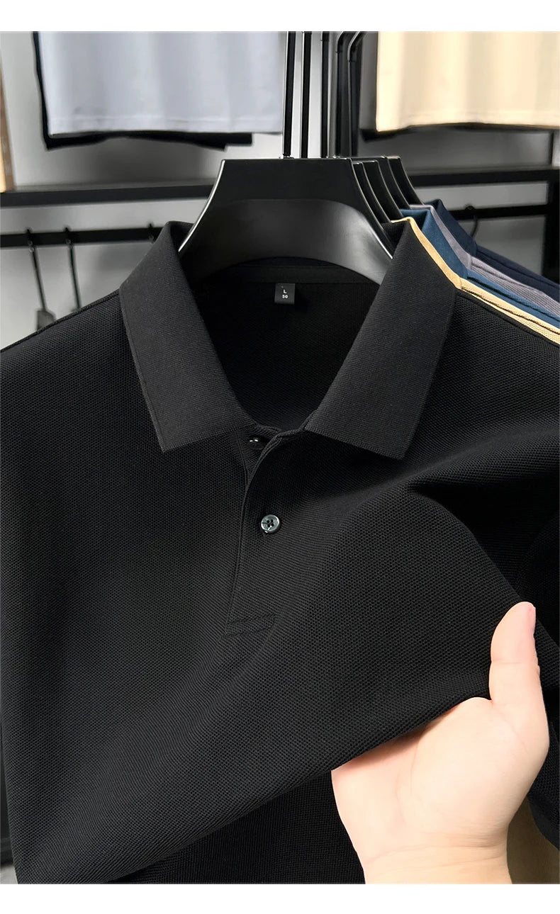 100% pure cotton men's short sleeve polo shirt high-quality classic solid color summer business casual comfort versatile T-shirt