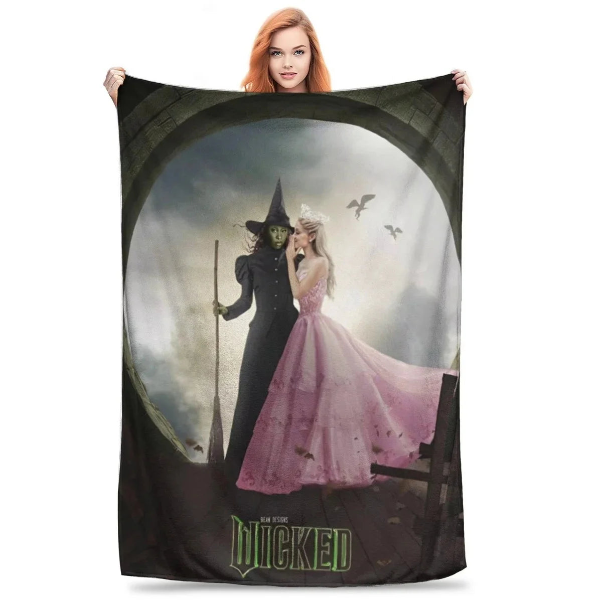 Wicked Musical Movie 2024 Blanket Soft Throw Blanket for Home Bedroom Bed Sofa Travel Office Solid Cover Blanket Kids 3D Quilt