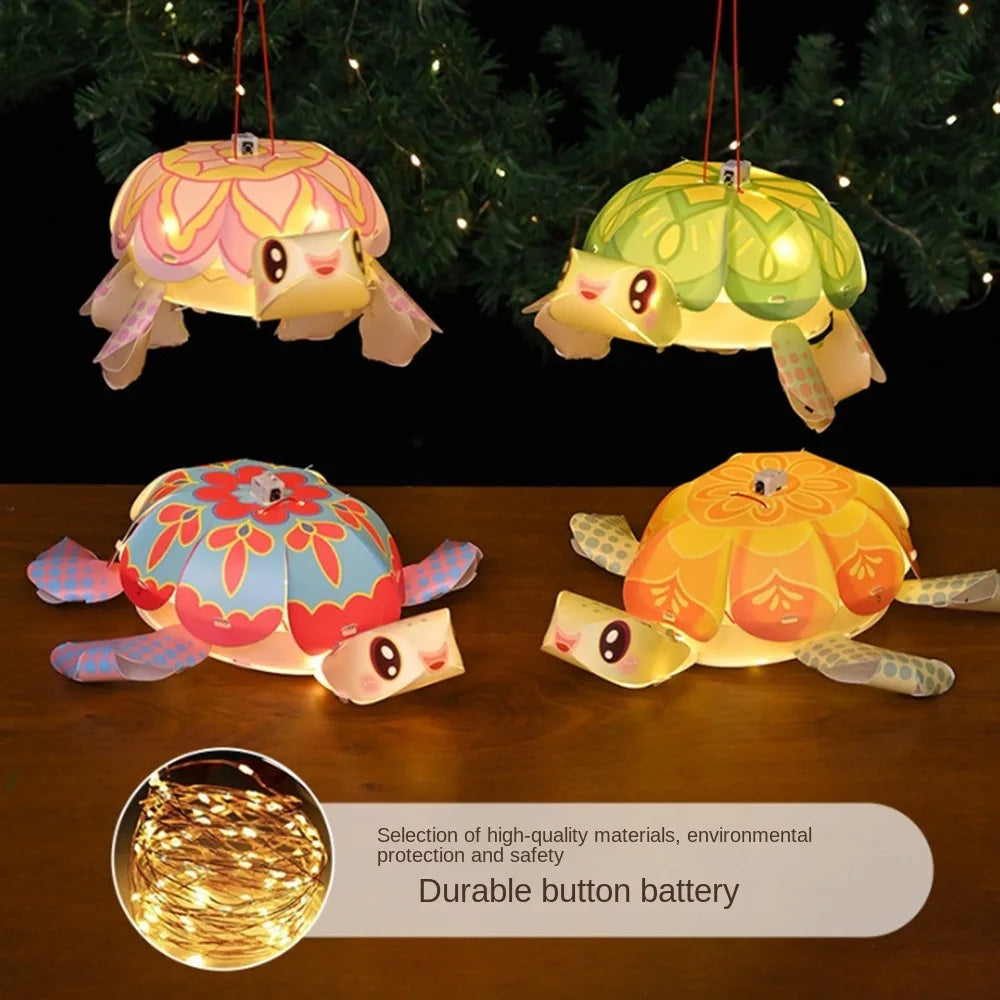 Cartoon Middle Autumn Festival Lantern LED Light Cute Festival Lantern Material Kits Luminous DIY Craft Hanging Lamps