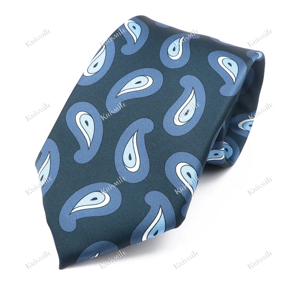 New Design Bohemian Style Necktie For Men Silk Touch Soft Blue Red Yellow Necktie Fit Wedding Party Business Office Accessory