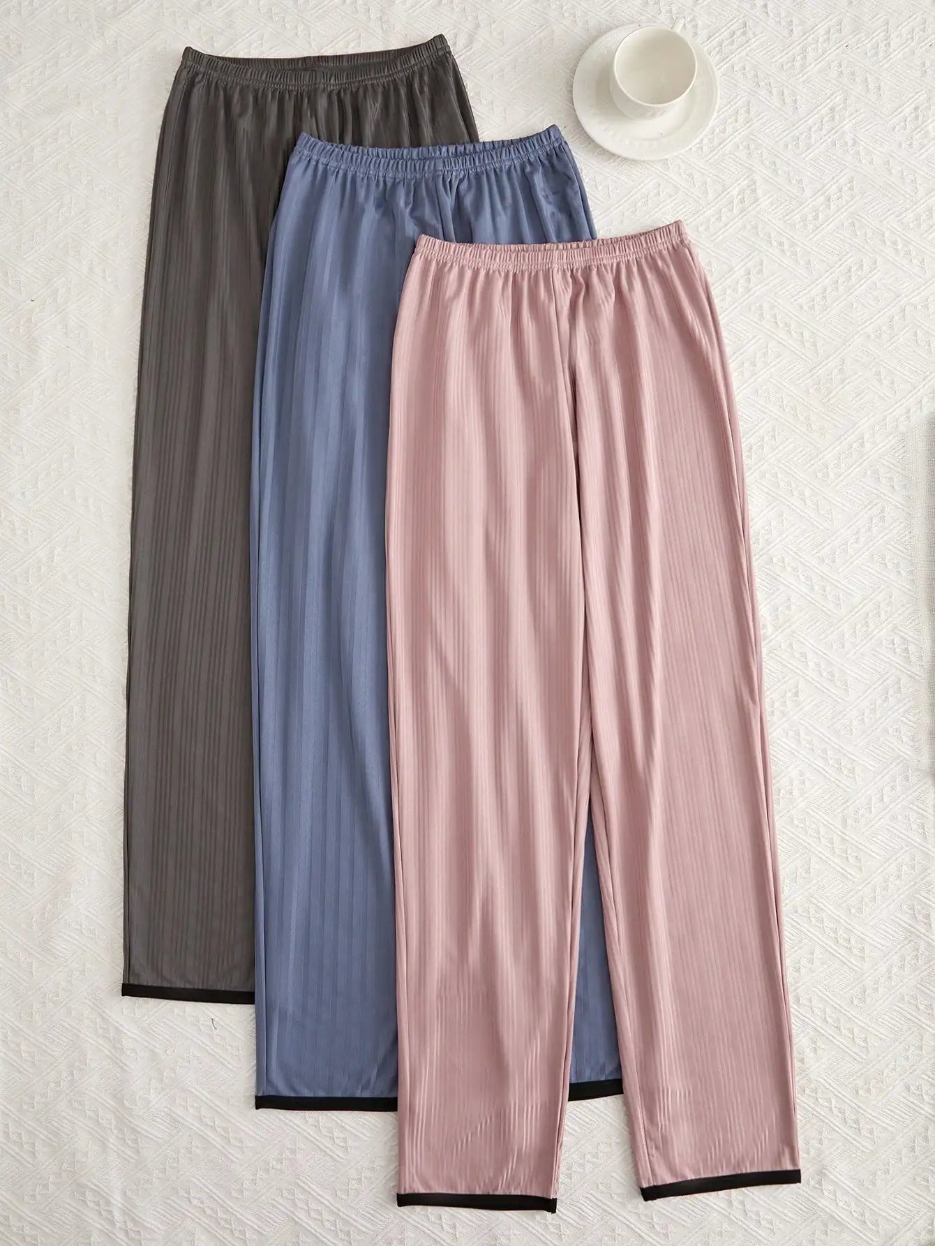 Three women solid color pants pajama pants casual home wear pants