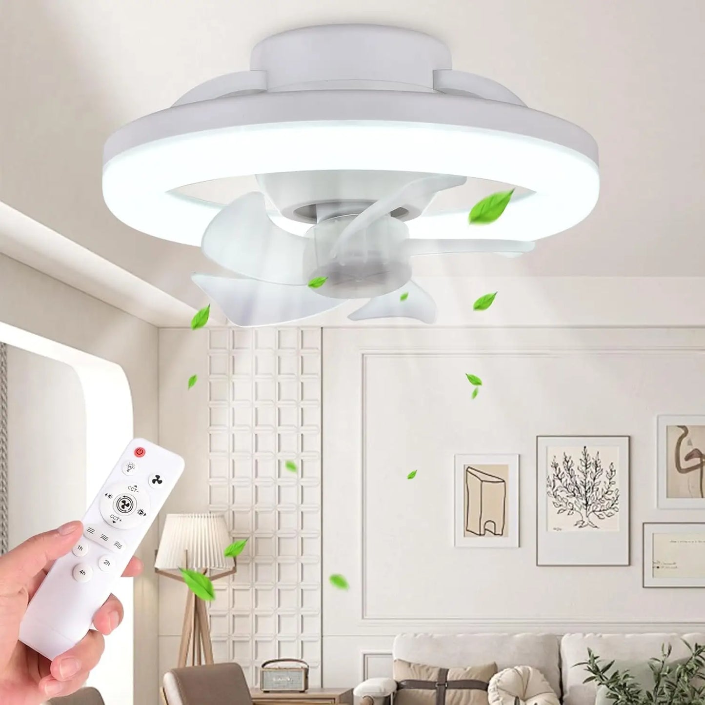 JOYINLED Fan Ceiling Light Fan Light Ceiling Fan with Lamp Remote Control, Quiet, Dimmable 360 Degrees for Living Room Bedroom