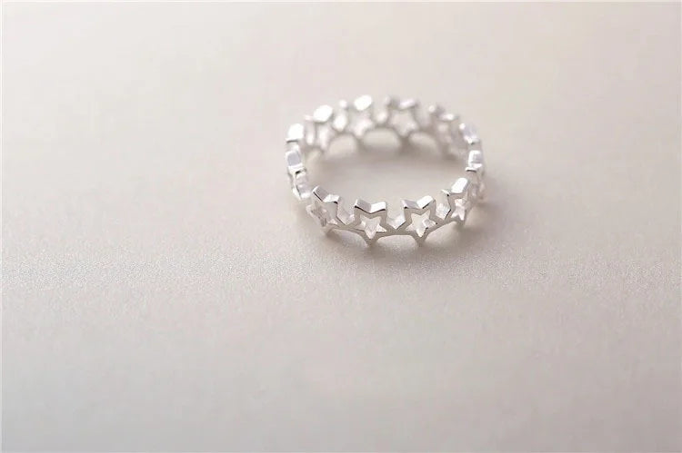 925 Sterling Silver Star Adjustable Ring For Fashion Women Party Fine Jewelry Minimalist Punk Accessories