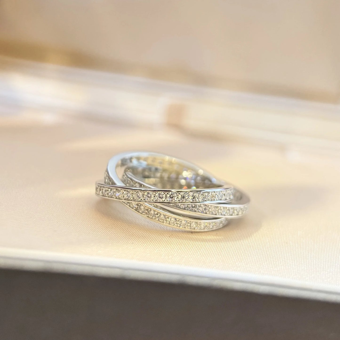 Sterling silver rose gold internet three-color ring