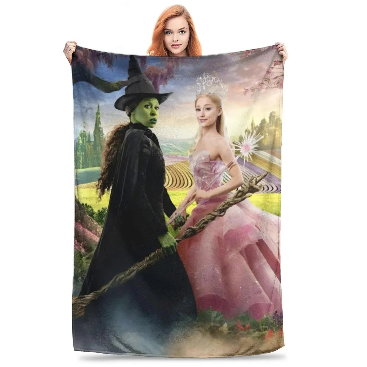 Wicked Musical Movie 2024 Blanket Soft Throw Blanket for Home Bedroom Bed Sofa Travel Office Solid Cover Blanket Kids 3D Quilt