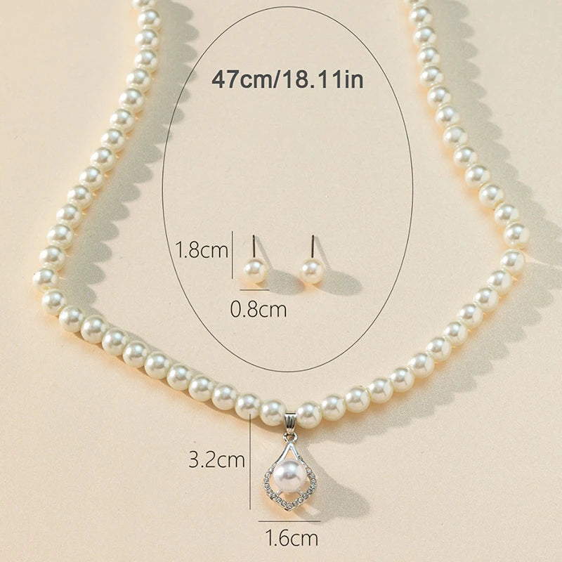 Classic Fashion Pearl Earrings Necklace Beaded Choker Pearl Pendant Necklace 100% brand new quality Classic fashion design