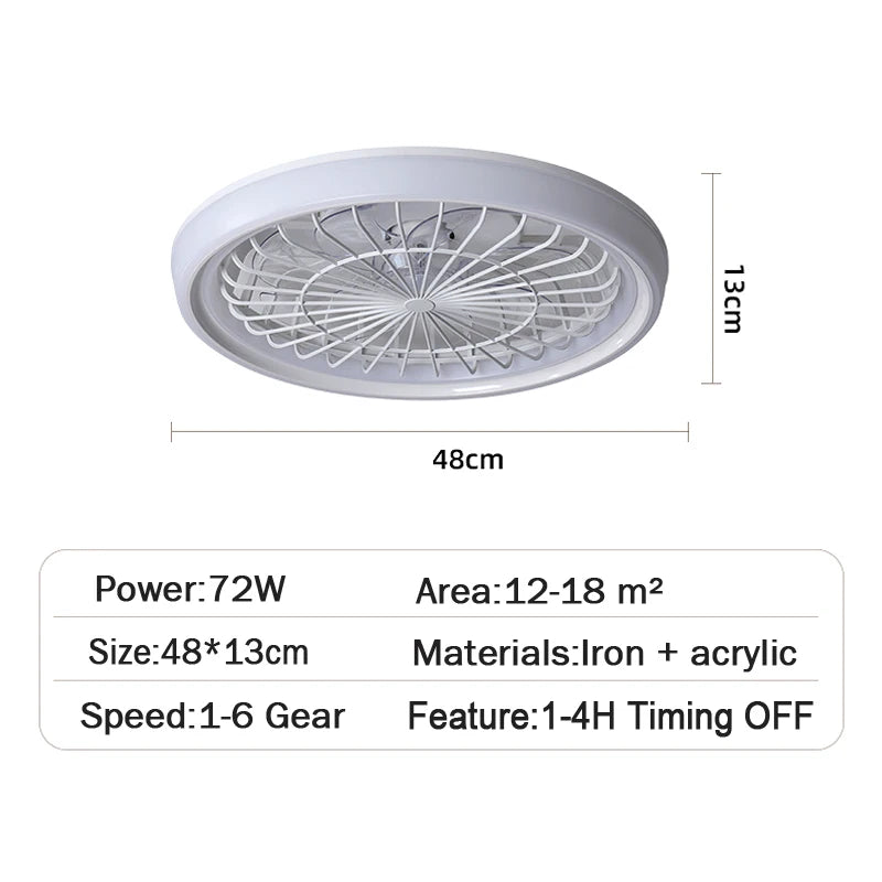 New Ceiling Fan Light Living Room Bedroom Modern and Simple Home Intelligent Remote Control Restaurant LED Fan Light