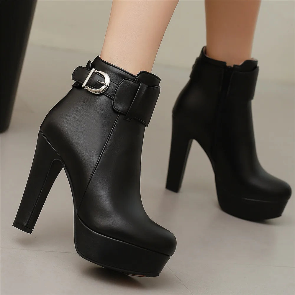 Women Shoes Fashion Short Boots Autumn Winter Sexy Platform Ankle Boots For Women Black Red Yellow White Lady Shoes Large 34-46