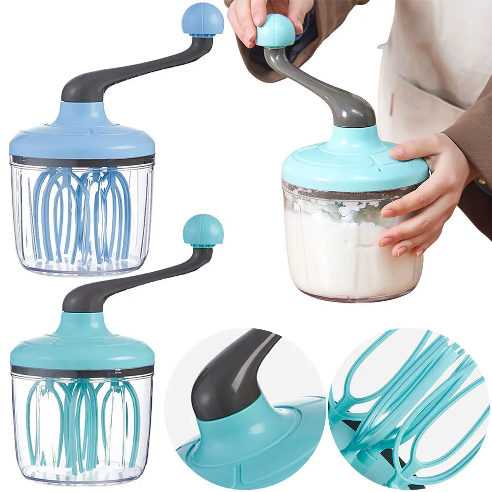 Manual Egg Beater Hand Cranked Cream Mixer Multi-Function Egg Whisk Blender Kitchen Baking Tool for Blending Whisking Beating