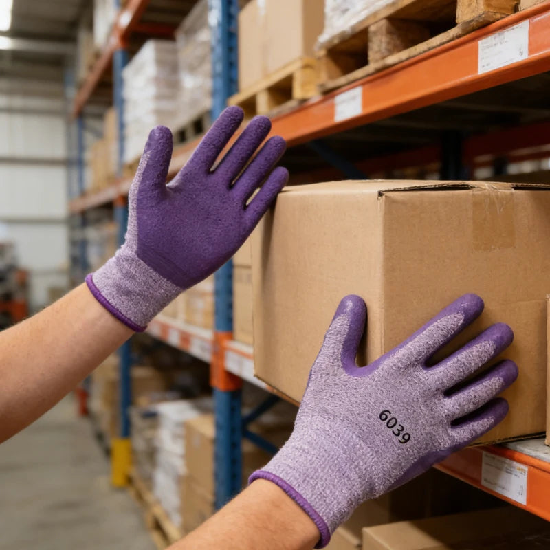 Tool Emboss Embossing Work Gloves Antiskid Breathable Latex Work Safe Gloves Elastic Purple Protective Mittens Daily Handling