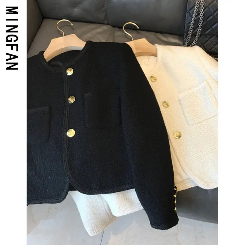 2025 New Early Spring Women's Tweed Suit Short Wool Coat Over Spring Autumn