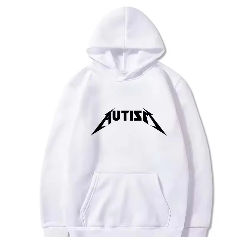 Autism Metal Rock Meme Hoodie Top Men Women Fashion Hip Hop Fleece Hoodie Oversized Pullover Winter Sport Sweatshirt for Men