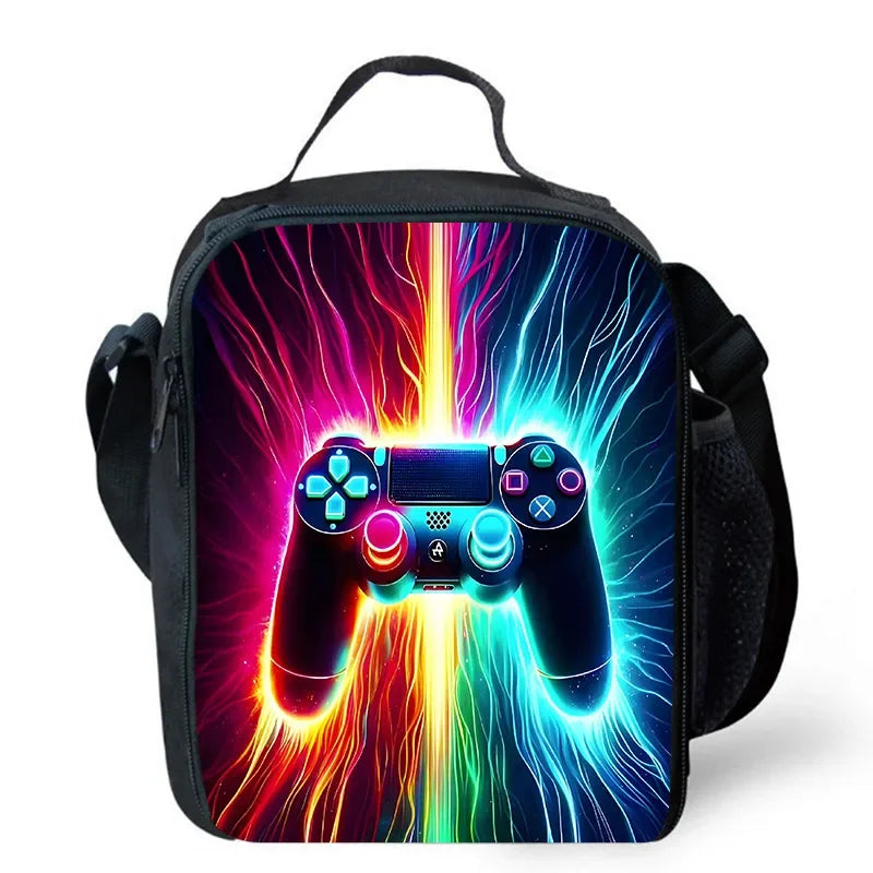 Lunch bags for Child,Cartoon Game con-so-les School Picnic Bags for Boys,Large Kids Insulation Cooler Bags for Aged 4-10 years