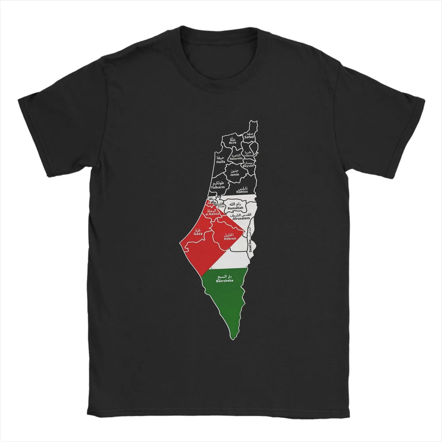 Palestine Map T Shirt for Men Cotton Vintage T-Shirts Round Collar  Tees Short Sleeve Clothes Gift