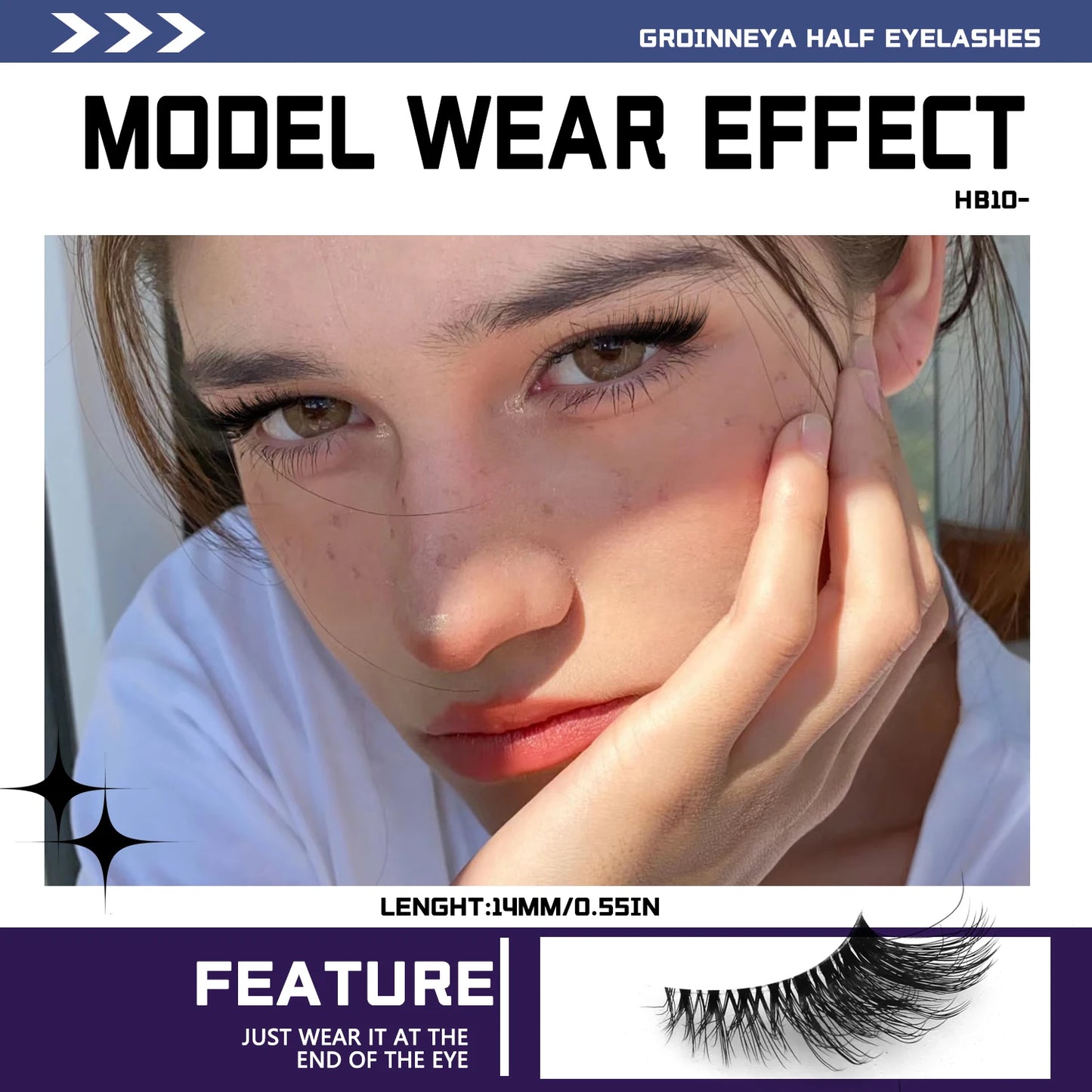 Veltrinay Half Lashes Natural Fake Lashes Wispy Cat Eye Lashes Clear Band Accent Short False Eyelashes Makeup