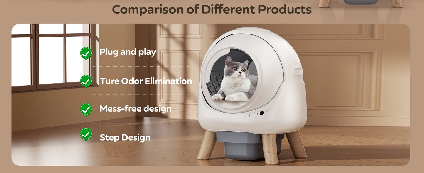 Self Cleaning Litter Box for Multiple Cat Smart Cats Toilet Robot with APP Control Fully Automatic Cleaning Cat Litter Box
