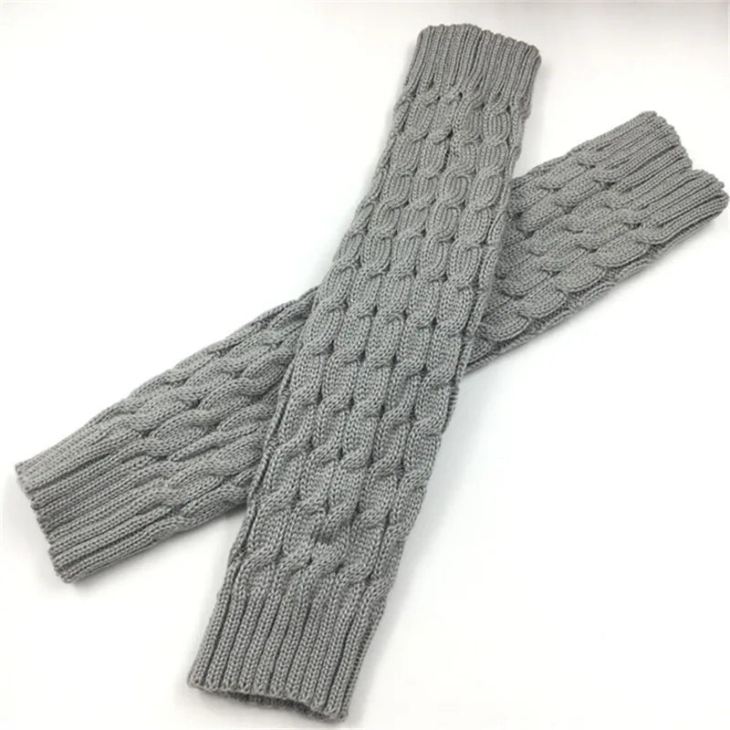 Women's Leg Warmer Lolita Long Socks Knitted Keep Warm Foot Cover Ladies Autumn Winter Black White Twist Crochet Socks Boot Cuff